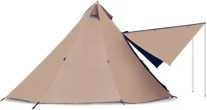 Camping Indian Teepee Tent for 5-8 Person 3000mm Waterproof Double Layer Pyramid Tent with Stove Hole for Camping Hiking Picnic Garden