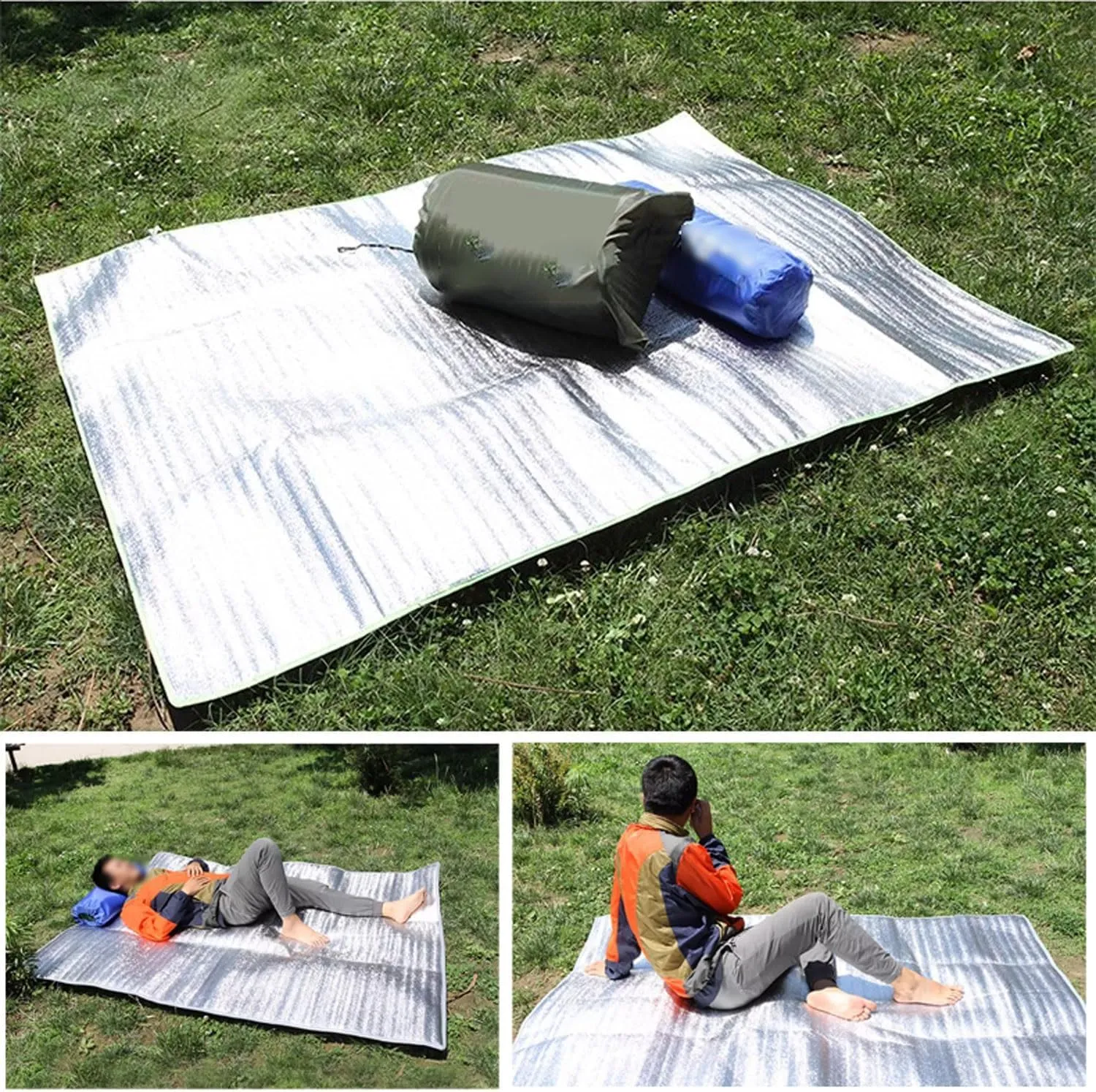 Camping Mat Ground Mat Camping Aluminum Film Double-Sided Insulated Roll Mat Moisture-Proof Camp Mattress Dustproof Waterproof Sleeping Mat for Park Yoga Picnics Fishing