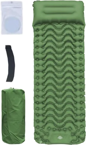 Camping Mattress - Compact Inflatable Air Bed | Foldable Portable Sleeping Pad | Lightweight Tent Mat | Built-in Foot Pump Travel Outdoor Hiking Fishing Gear for Backpacking Comfort Sleeping Supplies