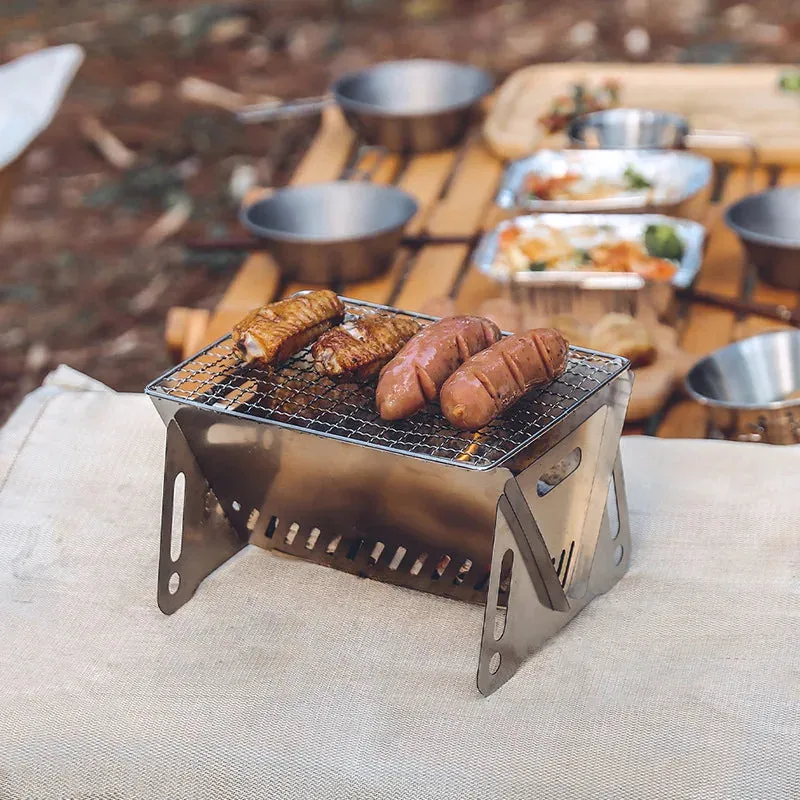 Camping Mini Barbecue Stove Portable Folding Card Furnace Garden Outdoor Picnic Charcoal Stove Burner Incinerator Heater 화목난로
