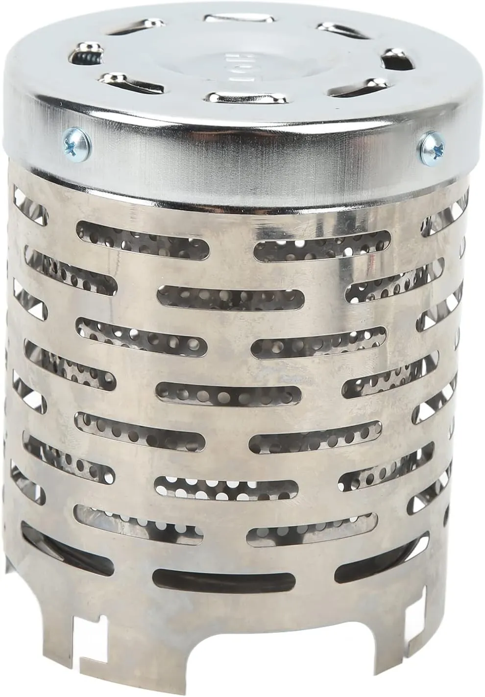 Camping Mini Heater Cover Portable Stainless Steel Camping Tent Heating Cover with Handle Mesh Bag for Hiking Traveling Silver