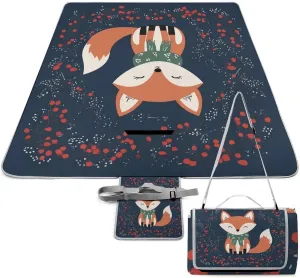 Camping Outdoor Foldable Blanket, Lightweight Cute Fox Art Picnic Mat for Park Travel Grass Beach Camping Accessories