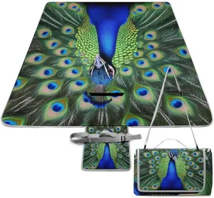 Camping Outdoor Foldable Blanket, Lightweight Peacock Feather Picnic Mat for Park Travel Grass Beach Camping Accessories