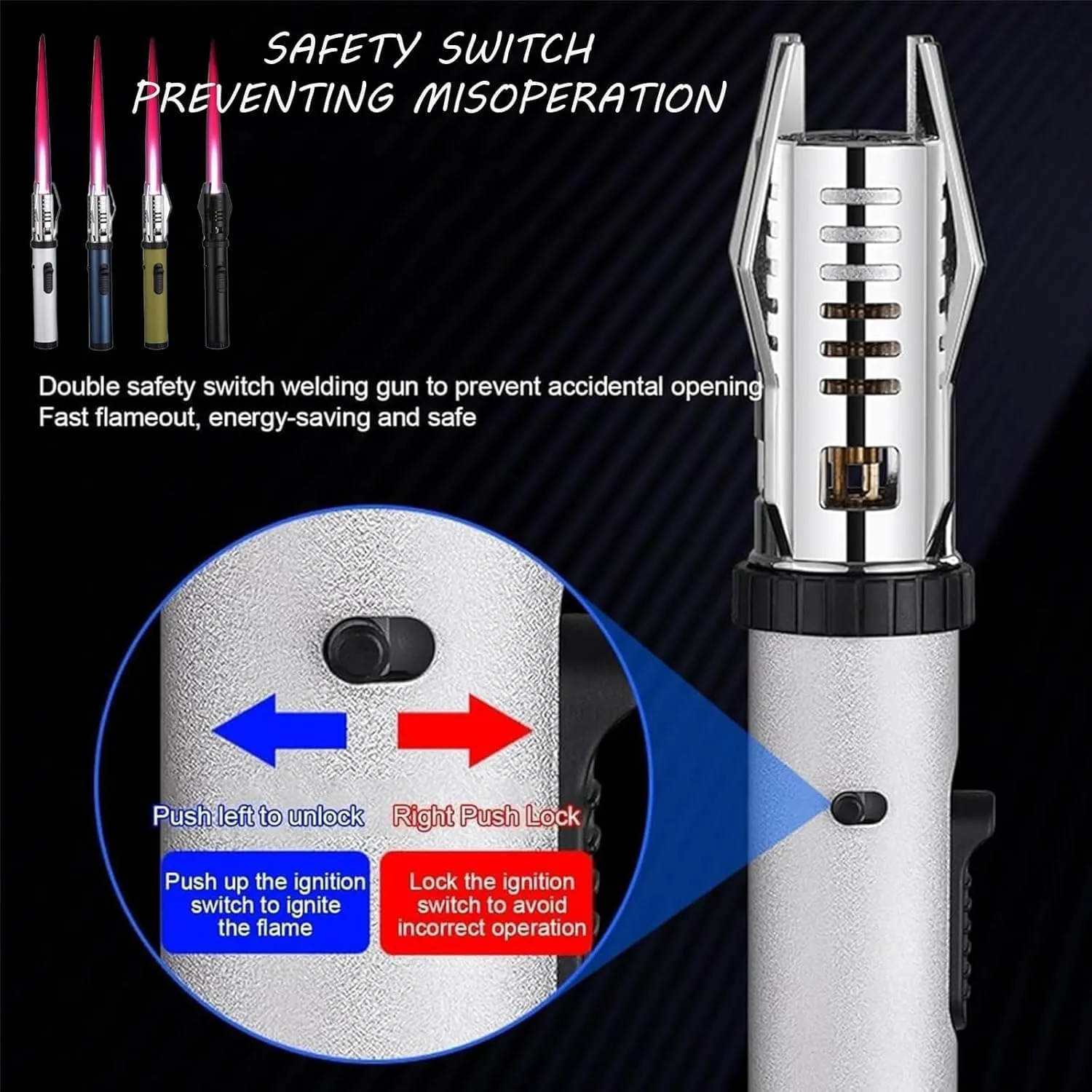 Camping Outdoor Windproof Straight Flame Lighter, 2025 New Lightsaber Torch, Repertoire Lighter for Campfire (Black Blue)