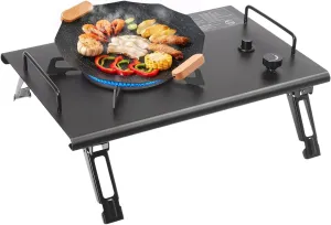 Camping Propane Stove, Portable Camping Grill Stove with Folding Legs & Safety Guards, Stainless Steel, Single-Burner for Outdoor Cooking, Picnic
