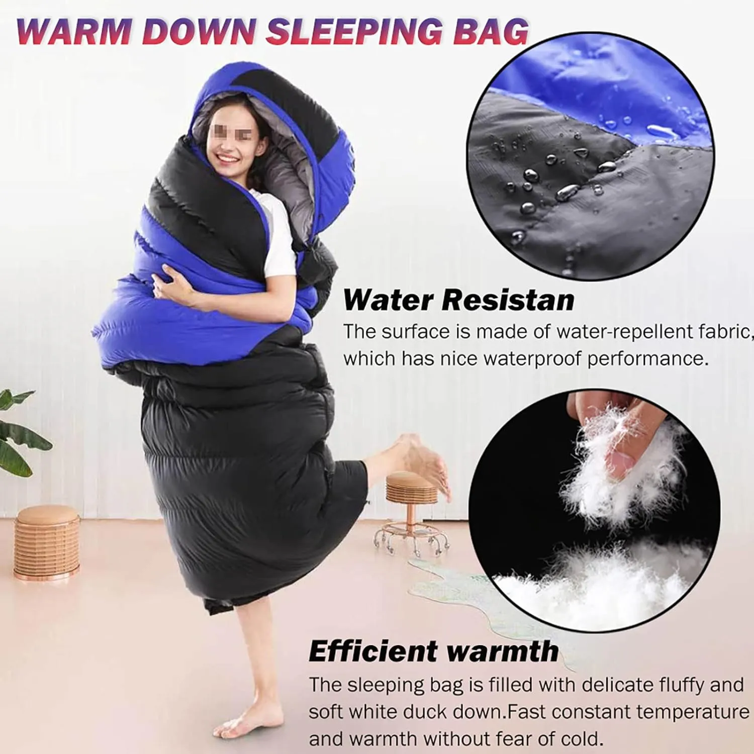 Camping Sleeping Bag,Heated Sleeping Bag 3-4 Season Warm/Cool Weather,JoyFishing Fall Lightweight Waterproof Sleeping Bags for Adults Kids,Outdoors Camping Bed Traveling Gear Equipment