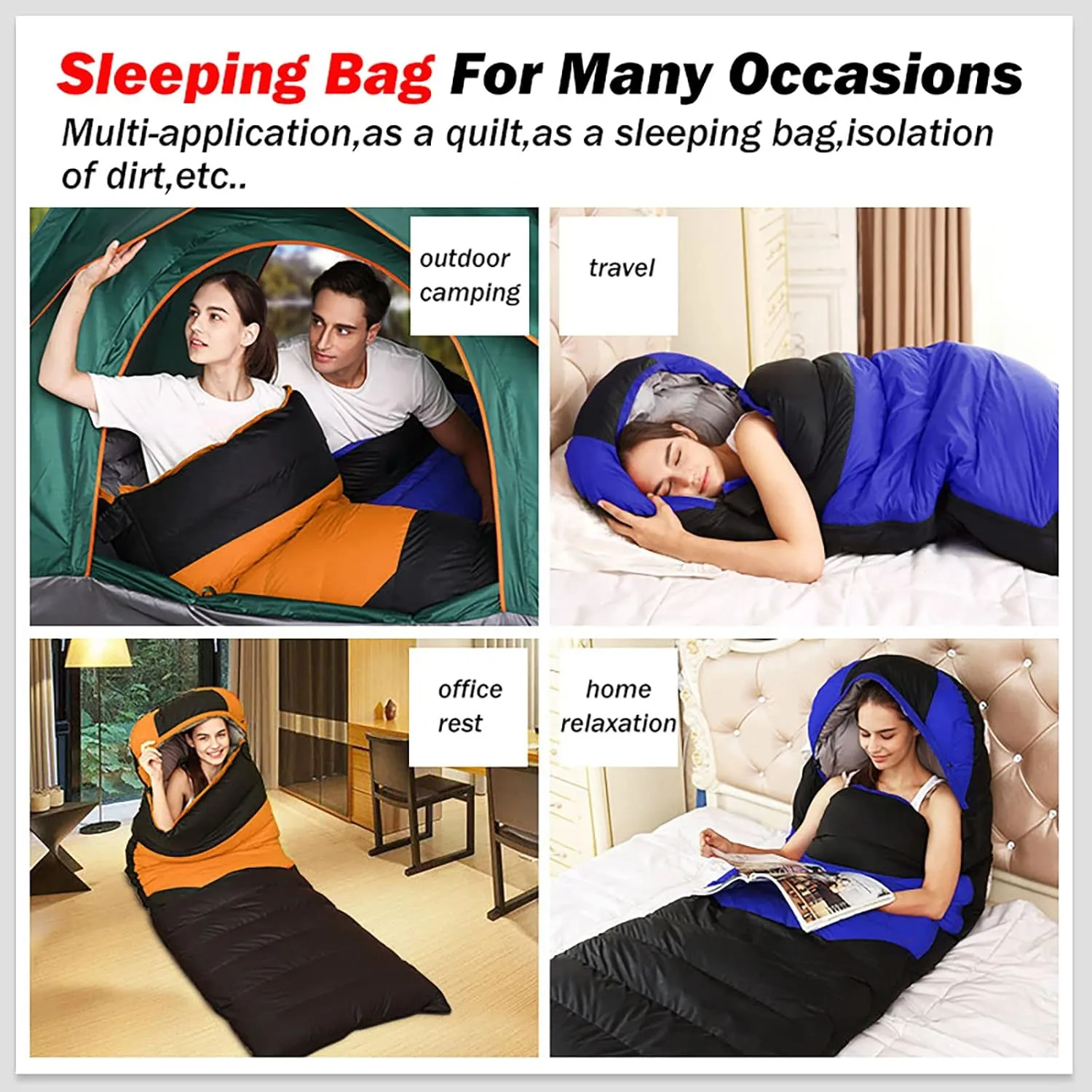 Camping Sleeping Bag,Heated Sleeping Bag 3-4 Season Warm/Cool Weather,JoyFishing Fall Lightweight Waterproof Sleeping Bags for Adults Kids,Outdoors Camping Bed Traveling Gear Equipment