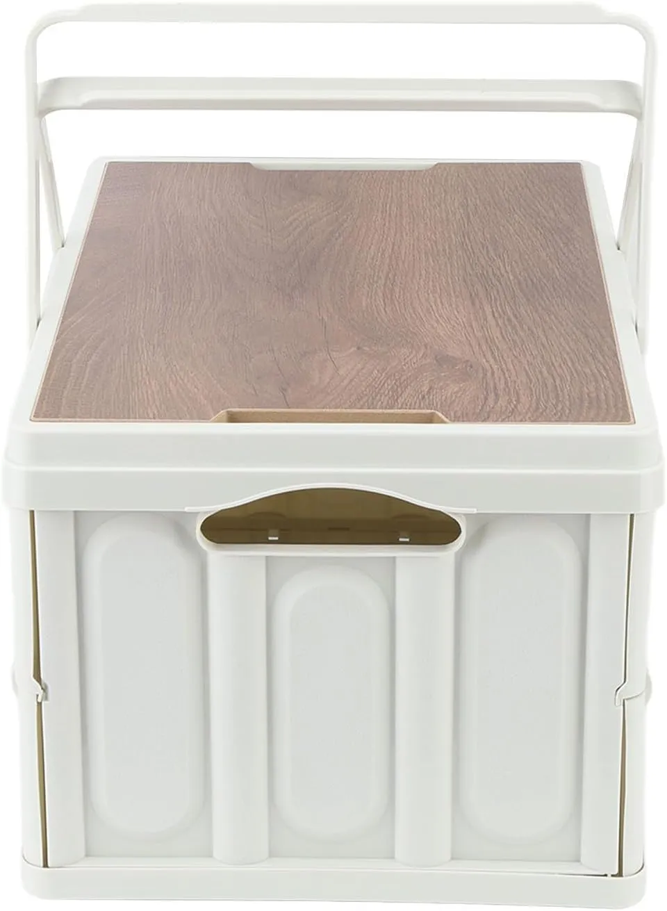 Camping Storage Box, Camp Kitchen Box With Wooden Lid Removable Foldable Camping Portable Storage Bins With Lids Used As Car Trunk Organizer, Hand Basket, Picnic, (Large)