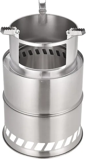 Camping Stove, Foldable Stainless Steel Wood Burning Stove, Portable High Thermal Efficiency Anti Skid Backpacking Stove, for Outdoor Hiking Picnic BBQ(Large Size)