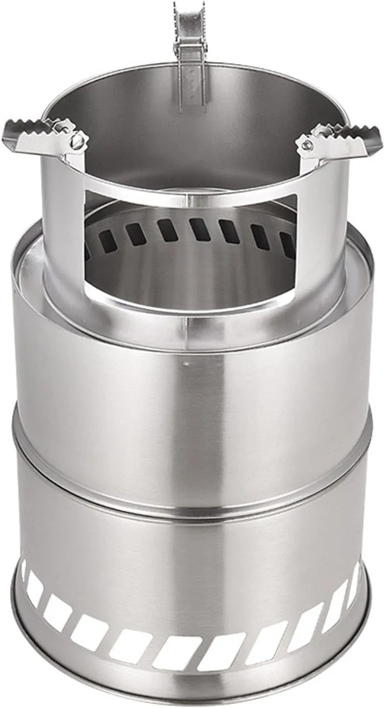 Camping Stove, Foldable Stainless Steel Wood Burning Stove, Portable High Thermal Efficiency Anti Skid Backpacking Stove, for Outdoor Hiking Picnic BBQ(Large Size)