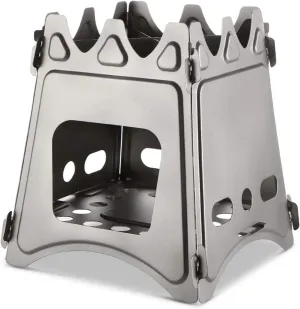 Camping Stove Folding Fuel Camp Stove Titanium Wood Burning Stove Backpacking Stove Outdoor Camping Stove (Color : Silver, Size : One Size) (Silver One Size)