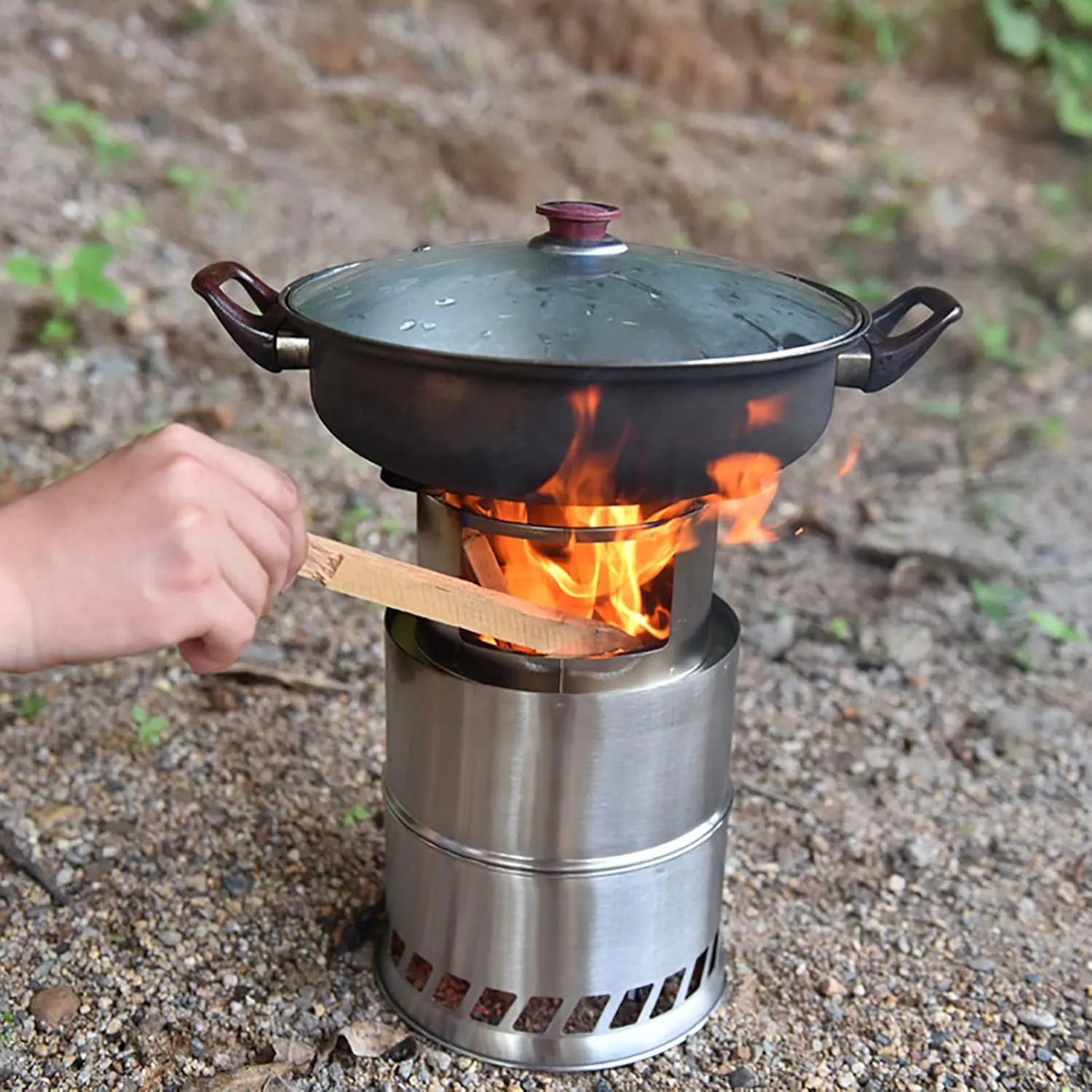 Camping Stove Outdoor Wood Stove Stainless Steel Outdoor Cooking Wood Burning Stove Foldable Portable Backpacking Alcohol Stove Hiking Picnic BBQ