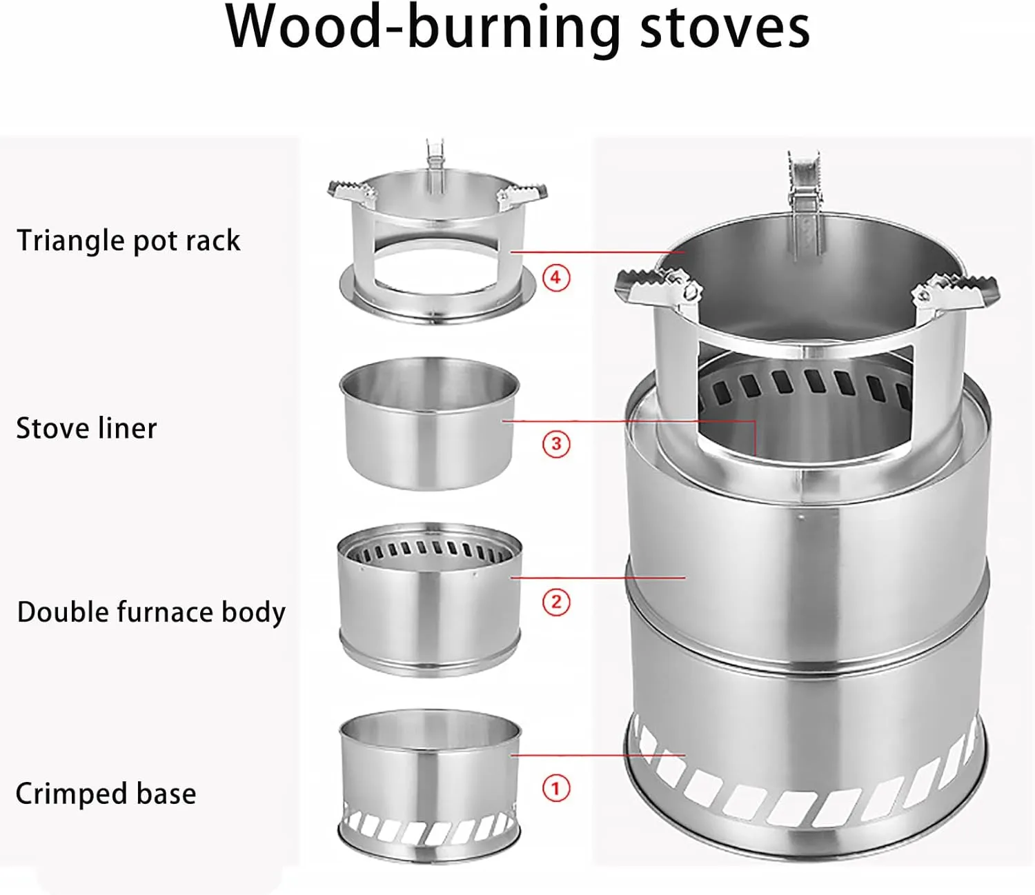 Camping Stove Outdoor Wood Stove Stainless Steel Outdoor Cooking Wood Burning Stove Foldable Portable Backpacking Alcohol Stove Hiking Picnic BBQ