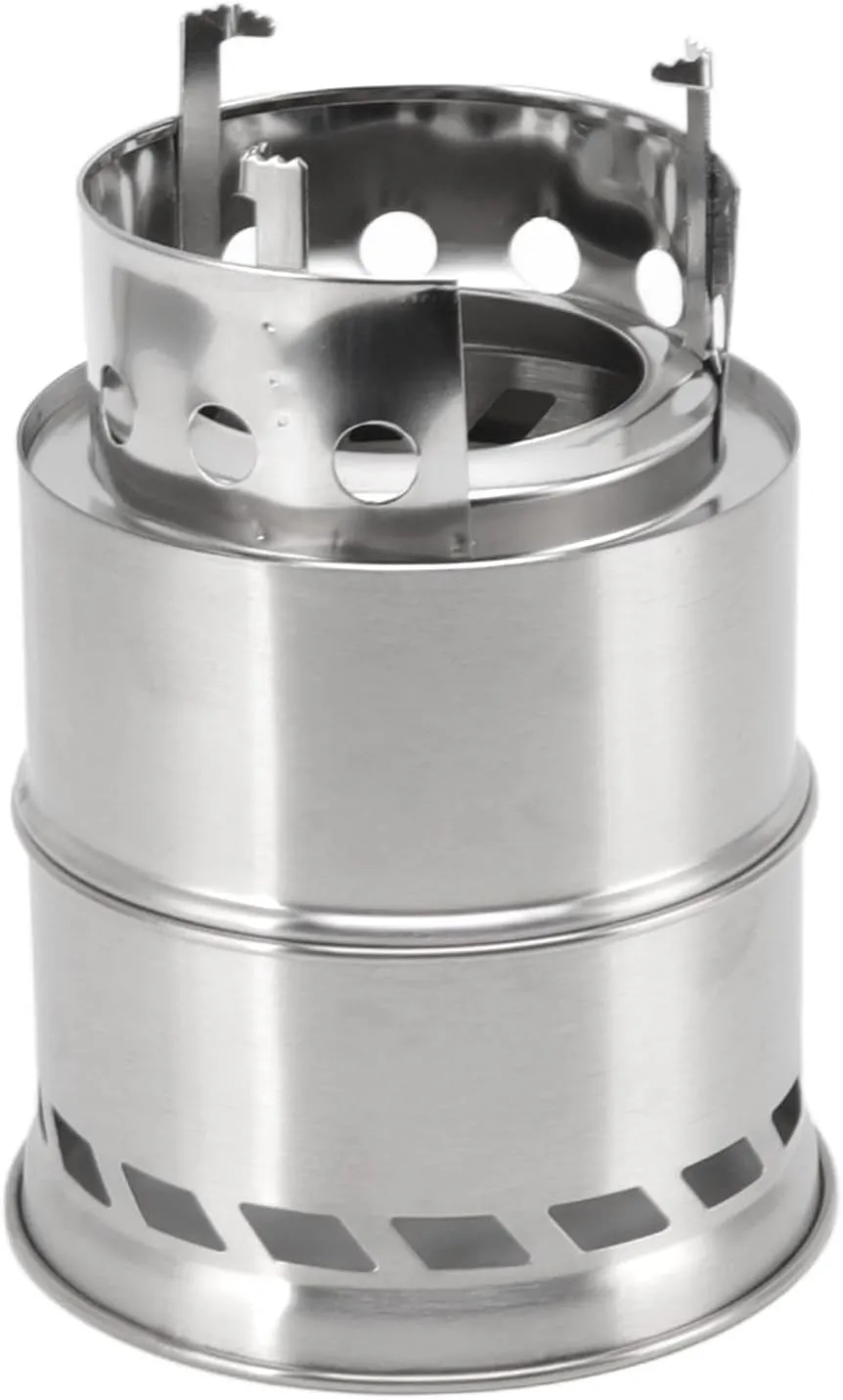 Camping Stove, Stainless Alcohol Stove, Alcohol Burner Steel Combustion Holes High Temperature Resistance Compact with Storage Bag for Hiking (Tall Stand)