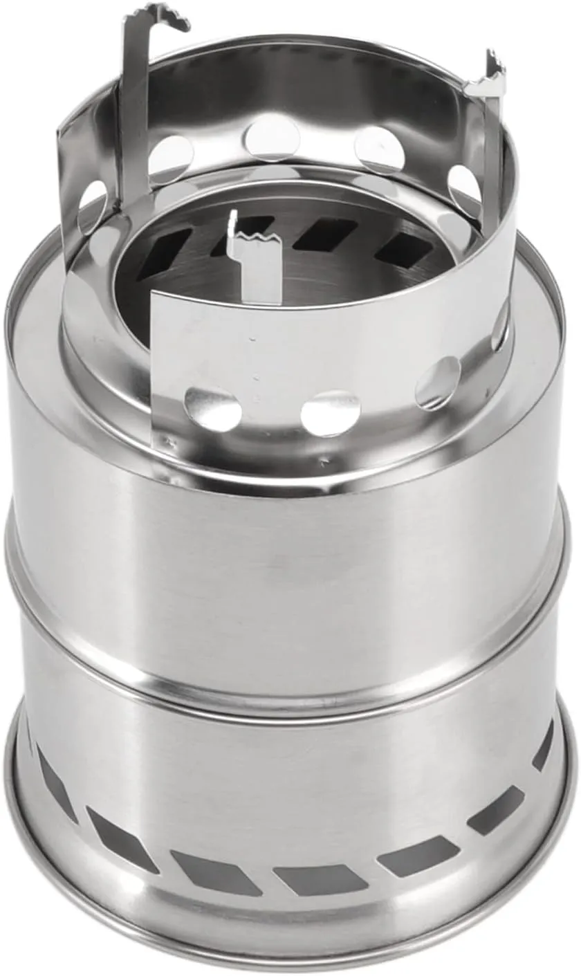 Camping Stove, Stainless Alcohol Stove, Alcohol Burner Steel Combustion Holes High Temperature Resistance Compact with Storage Bag for Hiking (Tall Stand)