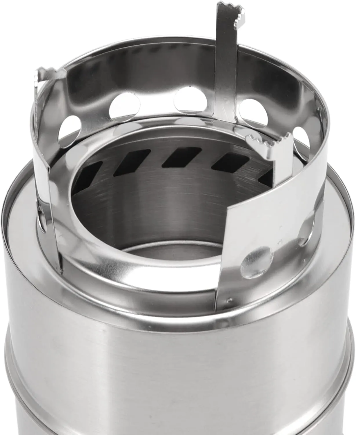 Camping Stove, Stainless Alcohol Stove, Alcohol Burner Steel Combustion Holes High Temperature Resistance Compact with Storage Bag for Hiking (Tall Stand)