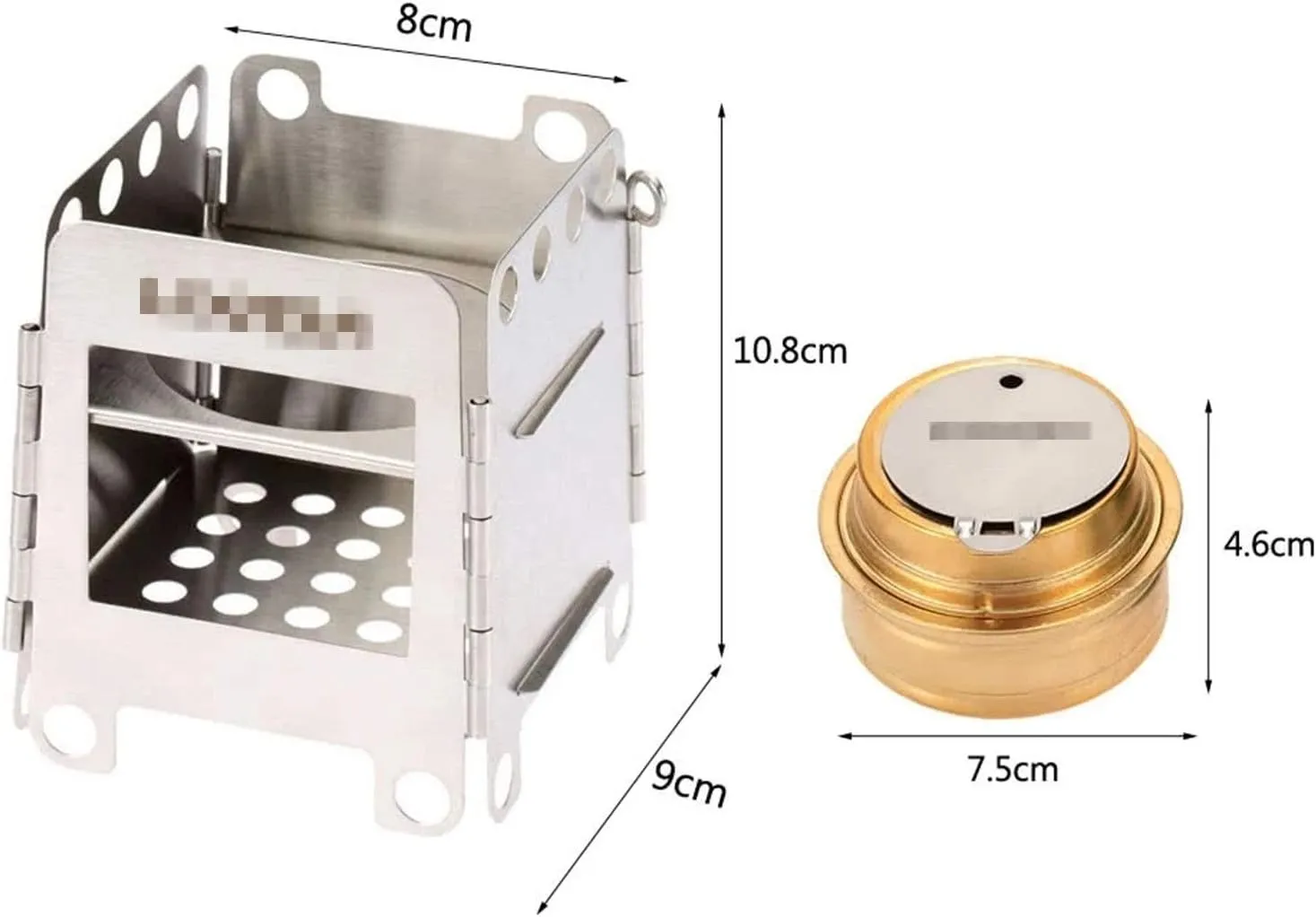 Camping Stove Stainless Steel Wood Burning Stove Lightweight Folding Pocket Stove with Backup Alcohol Burner (Color : Silver, Size : One Size) (Silver One Size)