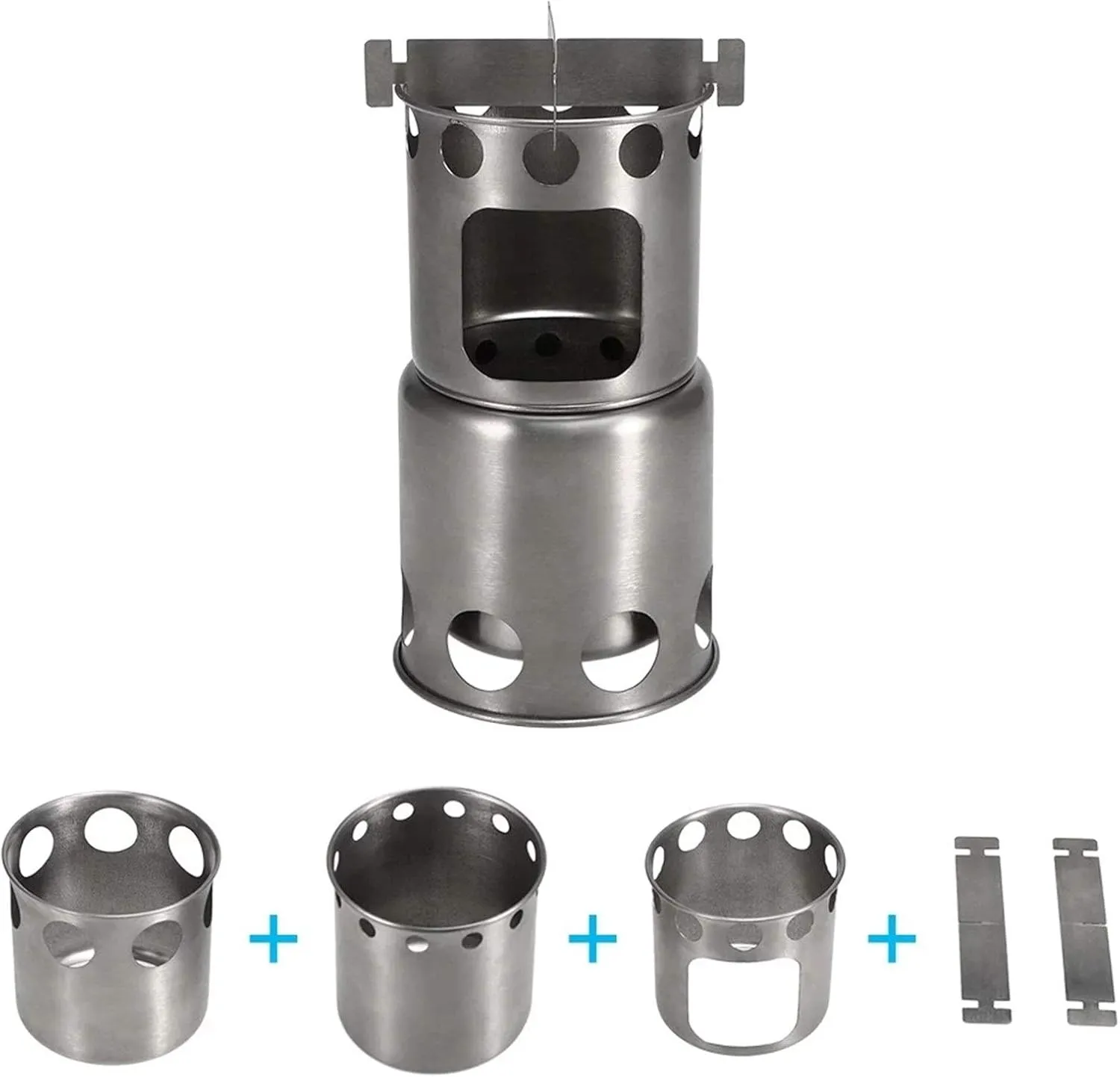 Camping Stove Titanium Wood Burning Stove Outdoor Folding Backpacking Camp Stove (Color : Silver, Size : One Size) (Silver One Size)