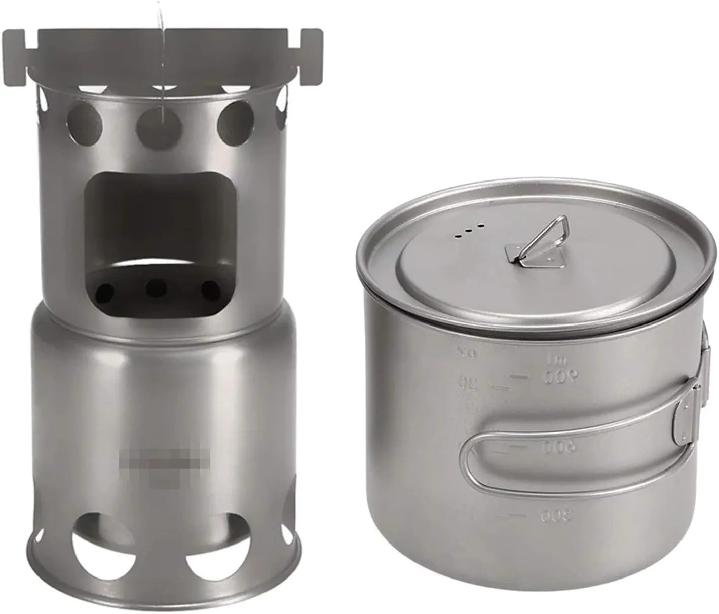 Camping Stove Titanium Wood Burning Stove Outdoor Folding Backpacking Camp Stove (Color : Silver, Size : One Size) (Silver One Size)