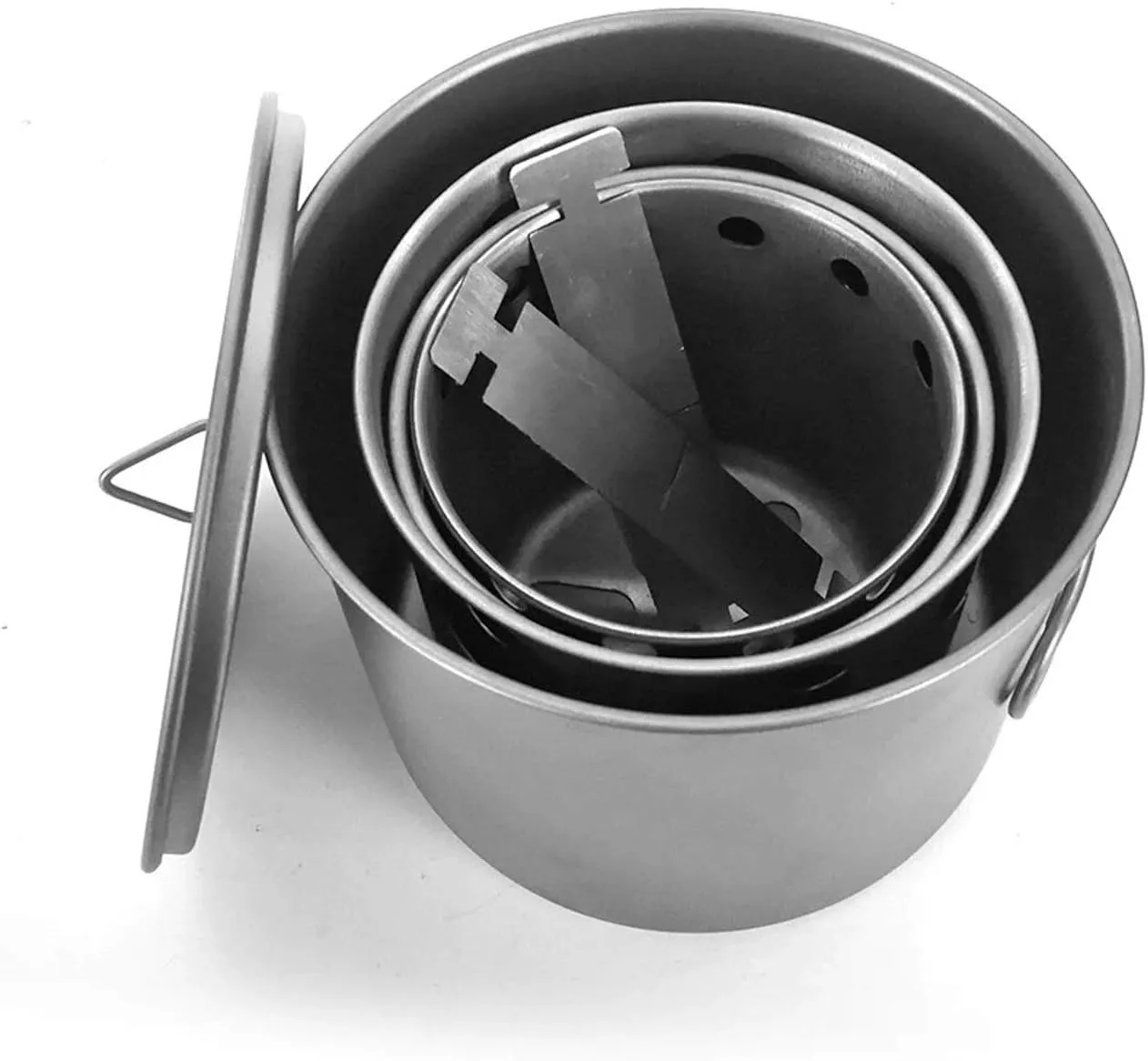 Camping Stove Titanium Wood Burning Stove Outdoor Folding Backpacking Camp Stove (Color : Silver, Size : One Size) (Silver One Size)