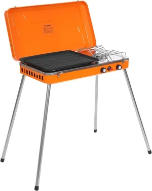 Camping Stove,2-Burner 5860BTU Portable Gas Grill Cooker with Extended Control Knobs,Stove Legs and Collapsible Windscreen Outdoor Grill Stove for Party Camping BBQ Picnic