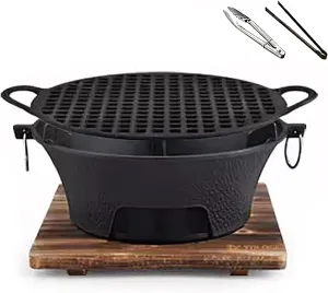 Camping Stoves Portable Wood, Outdoor Stove Wood Burning with Binaural Pull Ring, Thick Cast Iron Wood Burning Stove for Camping Picnic Kitchen Balcony(34.5 * 15cm)