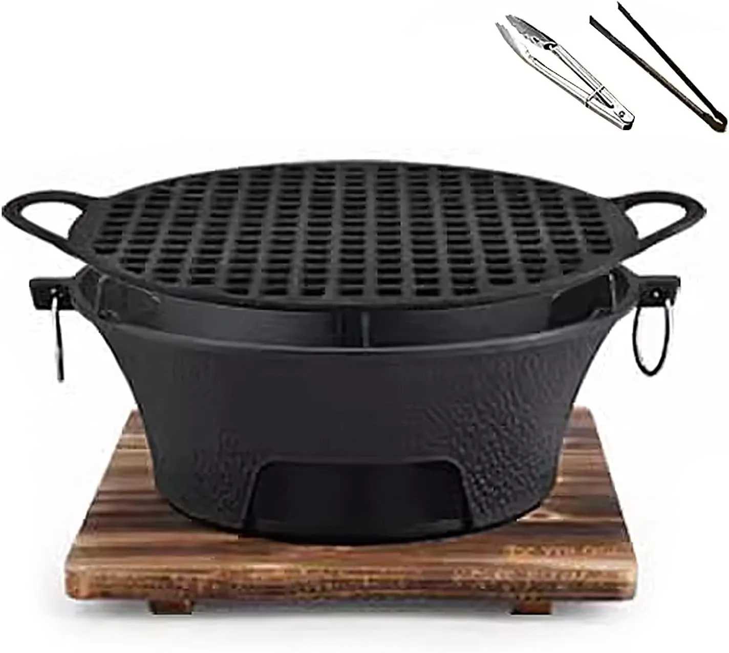 Camping Stoves Portable Wood, Outdoor Stove Wood Burning with Binaural Pull Ring, Thick Cast Iron Wood Burning Stove for Camping Picnic Kitchen Balcony(34.5 * 15cm)
