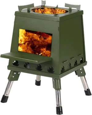 Camping Stove，Stove Bonfire with Stand Portable for Wood Burning，Low Smoke，Folding Legs，Height Adjustable，with Carry Bag，for Backpacking, Hiking, Outdoor Campire Picnic BBQ Cooking