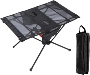 Camping Table, Folding Camping Table, Compact Folding Beach Table,Adjustable Folding Table, Collapsible Table with 2 Cup Holders, Aluminum Camping Table, Garden Table Balcony Travel Table for Garden