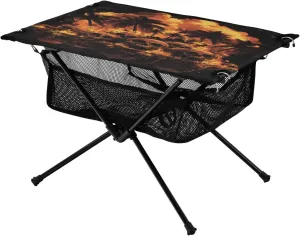 Camping Table Lightweight Portable Folding Table with Mesh Storage Net Skull Island Ideal for Camping Hiking Beach Picnic Travel Backyard