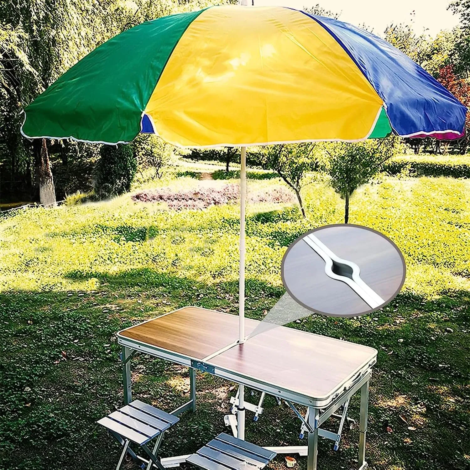 Camping Tables Height Adjustable Portable Table Lightweight Folding Table Small Compact Picnic Table with Aluminum Stool for BBQ Camp Fishing Camping Equipment