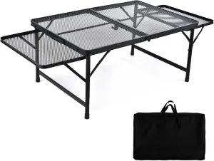 Camping Tables Outdoor Multifunctional Folding Table in Aluminum with Extensible Grid Desktop Height Adjustable Portable Picnic Table with Handle for Camp
