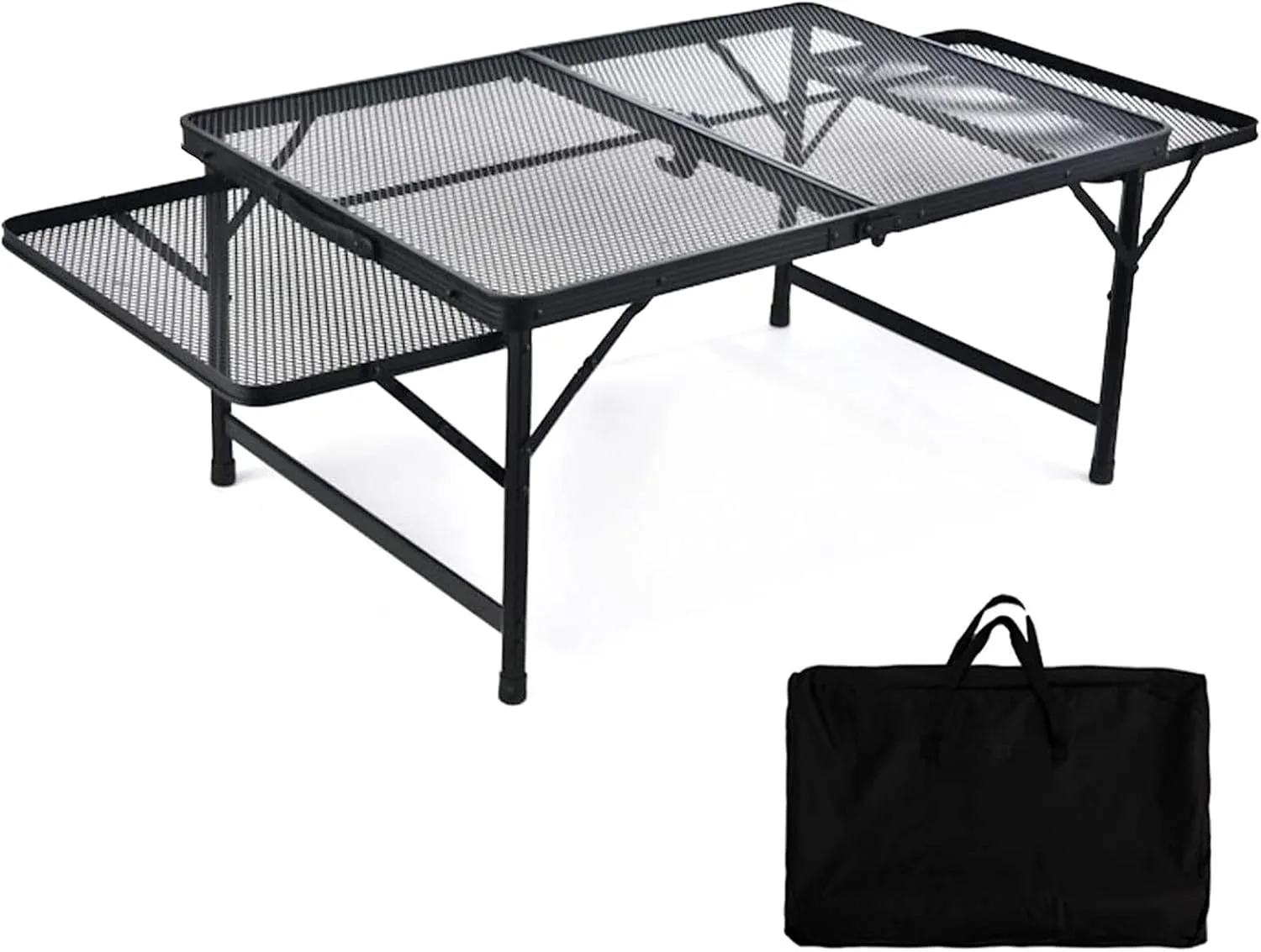 Camping Tables Outdoor Multifunctional Folding Table in Aluminum with Extensible Grid Desktop Height Adjustable Portable Picnic Table with Handle for Camp