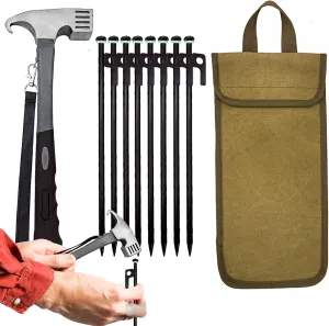Camping Tent Nails,Beach 30cm Ground Windproof Anchors with Hammer - Outdoor Stakes Accessories Camping Gear for Hiking Backpacking Picnics Fishing