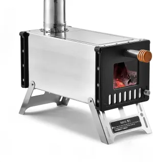 Camping Tent Stove,Portable Camping Wood Stove,Lightweight Stainless Steel Wood Burning Stove for Tent Shelter Indoor Outdoor Grilling Cooking