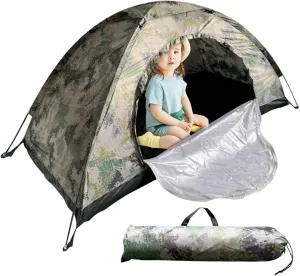 Camping Tent Waterproof Dome Tents Windproof Single Person Tent UV Protection Camouflage Easy Setup Backpacking for Traveling Beach 39x79x43'' ~