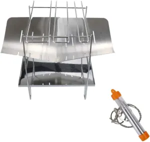 Camping Wood Stove Grill Folding Stainless Steel Firewood Buring Stove For BBQ