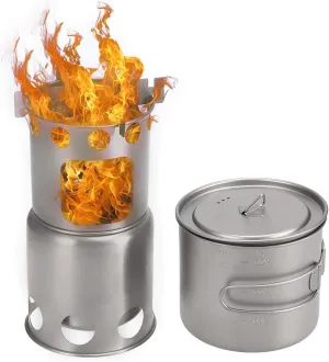 Camping Wood Stove Titanium Wood Burning Stove Outdoor Folding Backpacking Camp Stove Convenient Storage (Color : Silver, Size : One Size) (Silver One Size)