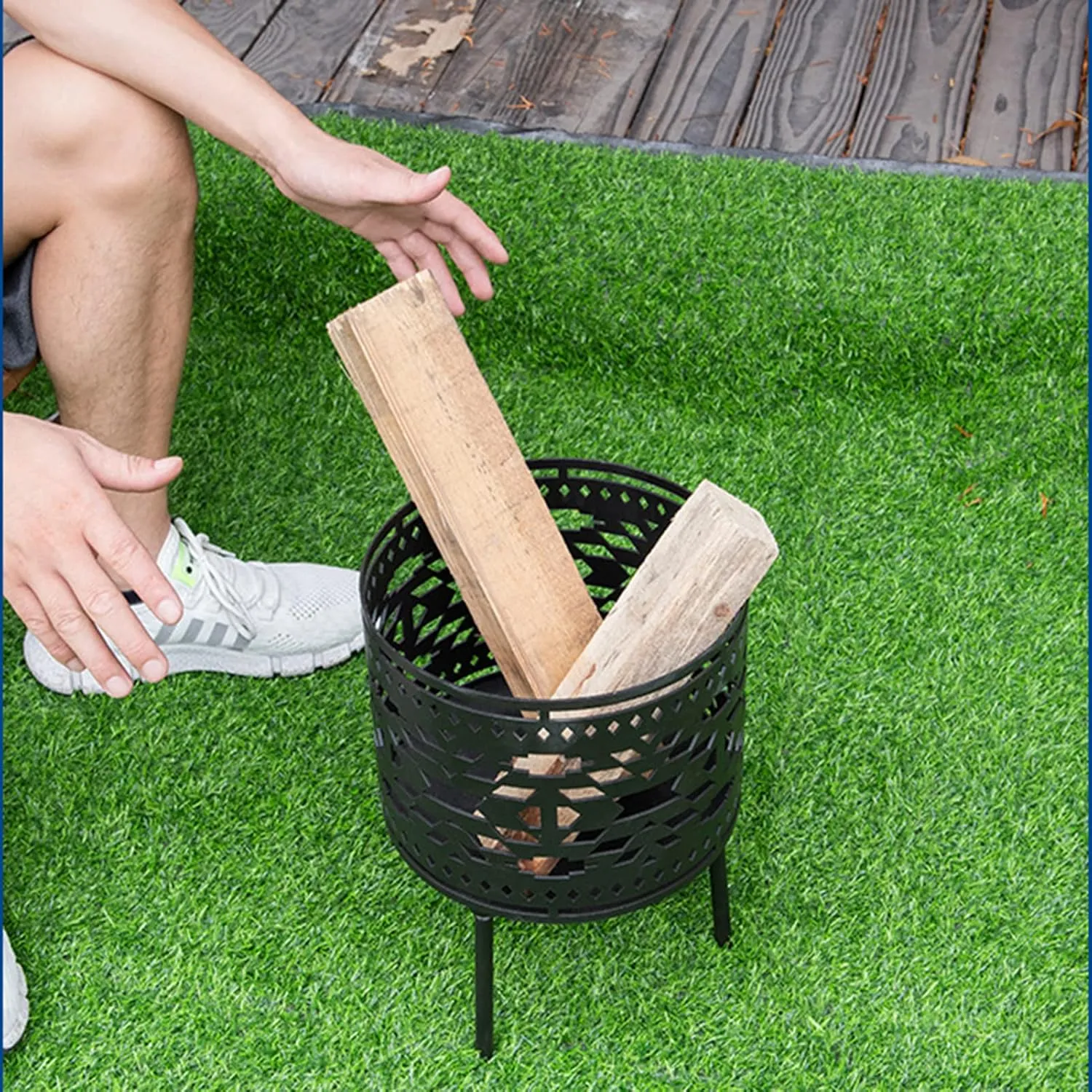 Camping Wood Stove,Portable Wood Burning Stoves Porable Picnic Hiking Burner with Storage Bag & Rope Saw,Windproof Wood Burning Stove for Picnic Hiking Backpacking BBQ