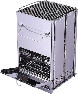 Camping Wood Stove,Wood Stove Camping Alcohol Furnace Portable Wood Burning Stoves Folding Wood Burning Stove with Carry Bag for Outdoor Cooking Picnic,Silver,20 * 20 * 35CM