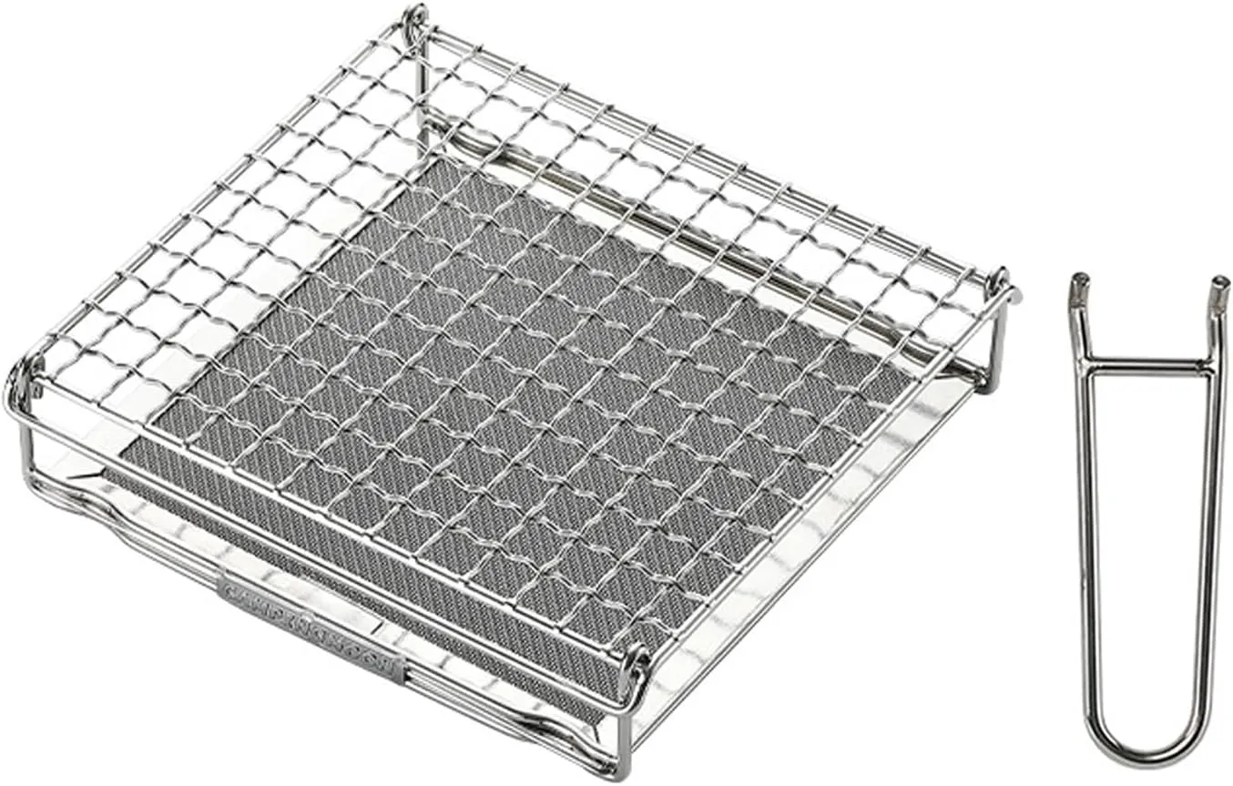 Campingmoon Camping Bread Toaster Folding Camp Stove Toaster Gas Fire BBQ Grill Portable 304 Stainless Steel Cooking Grill With Anti Scalding Mesh Fork