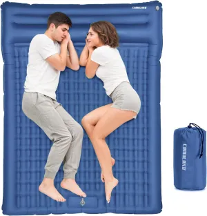 CAMULAND Double Camping Sleeping Pad, 4.7" Ultra-Thick Self Inflating 2 Person Inflatable Mat with Built-in Pillow Foot Pump, Waterproof & Durable, for Backpacking, Hiking, Tent, RV Travel,Navy Blue