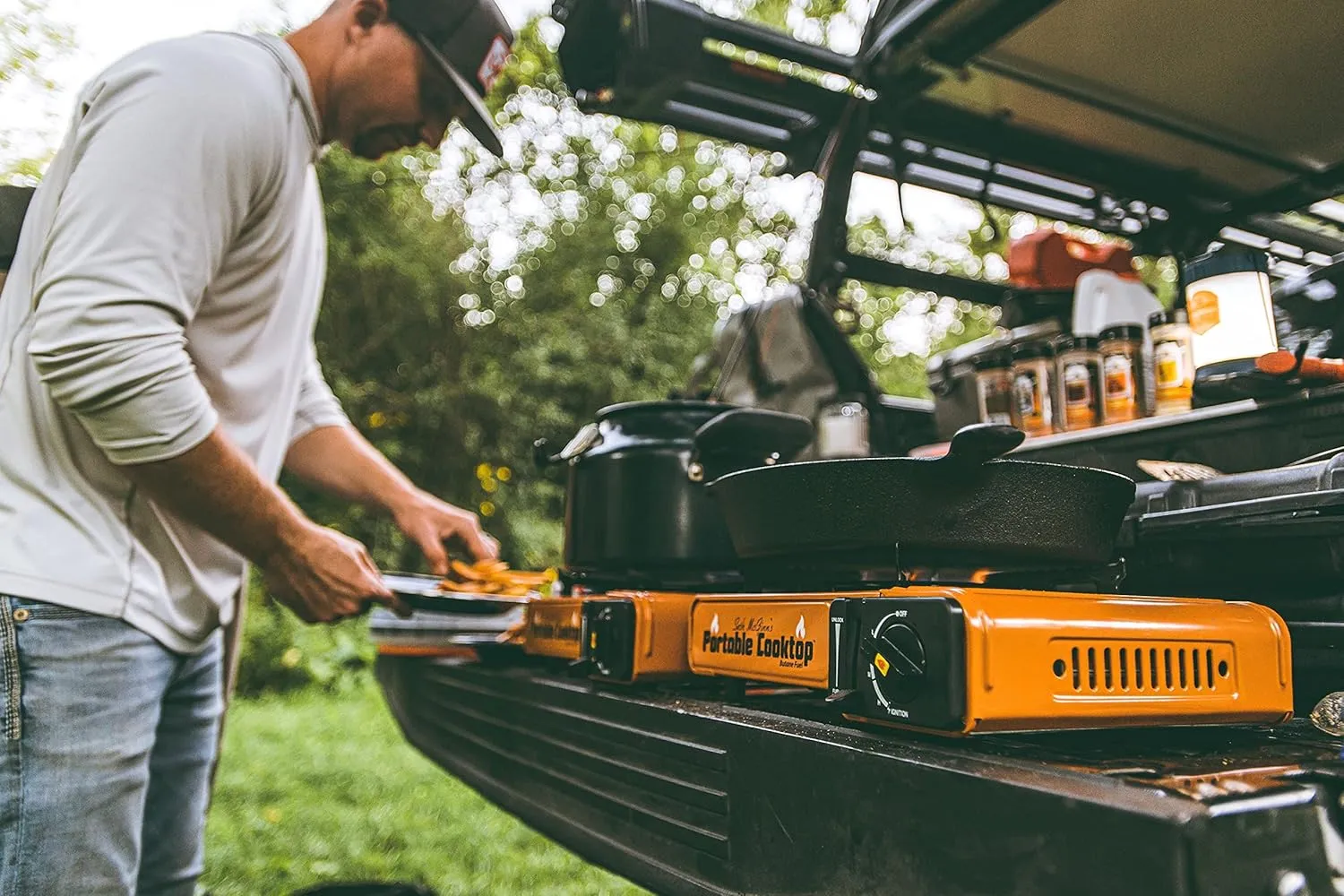 CanCooker Butane Burner, Portable Stove & Cooktop for Camping, Tailgating, and Outdoor Adventures | Orange & Black (Standard)
