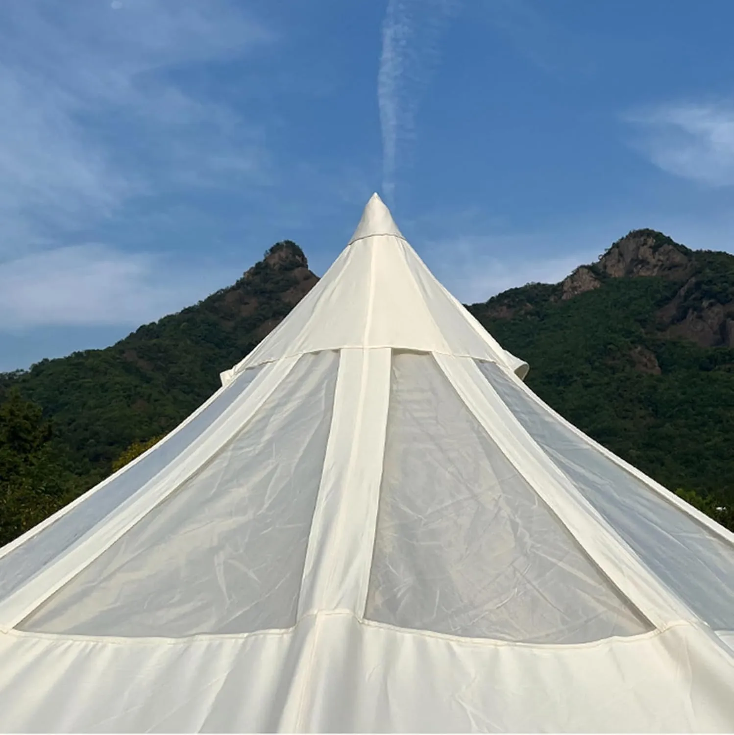 Canvas Bell Tent w/Stove Jack - Luxury All Season Camping Tent Outdoor Yurt Tent 8-10 Person for Family Outdoor Camping, Hunting Party Group Activities