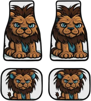 Car Floor Mat 4 Piece Universal Car Floor Pad Lion Clip Art Car Mat Set Rubber Floor Mat for Cars Non-Slip Car Carpet Decor Heel Pad for Most Vehicles