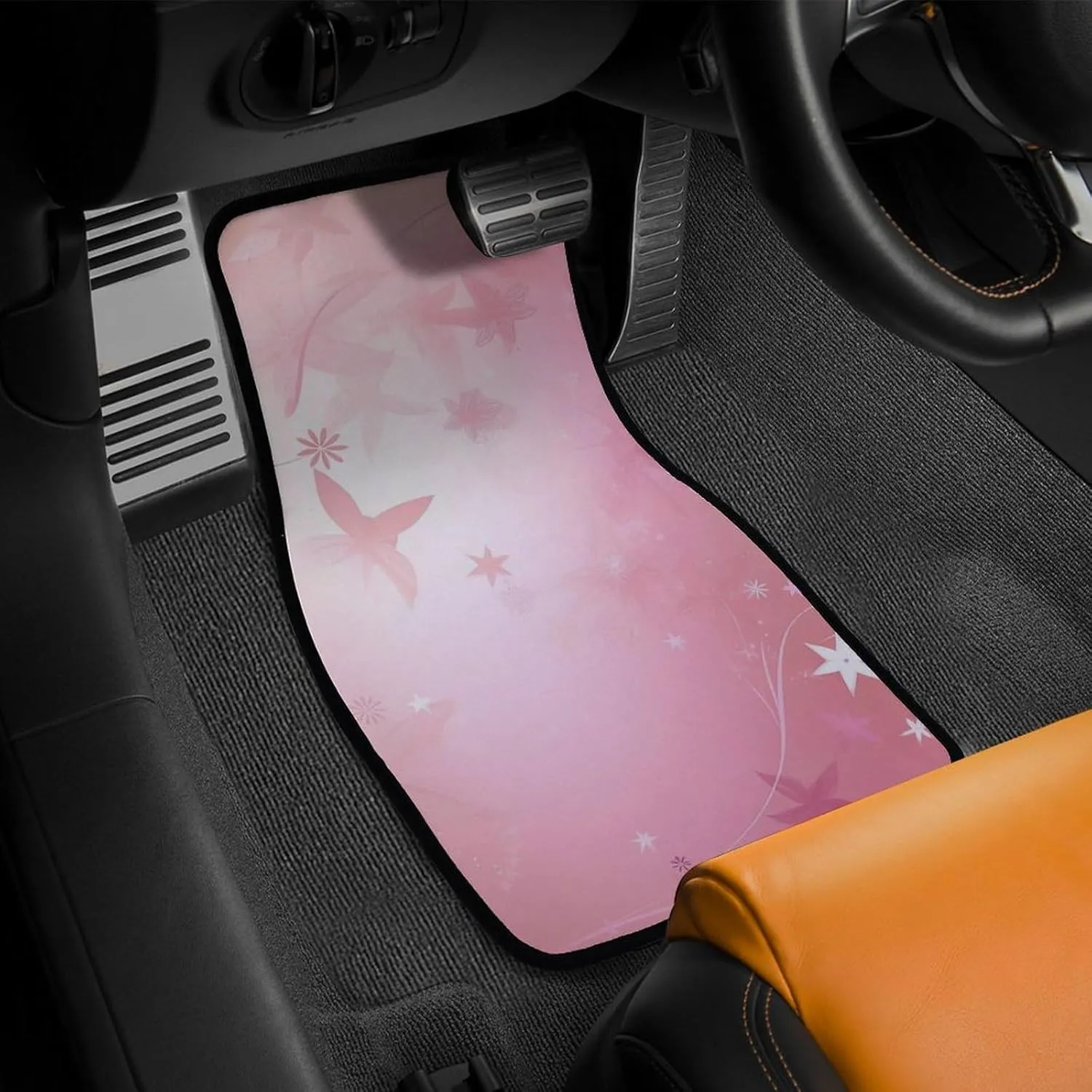 Car Floor Mats 4 Piece Universal Car Floor Mats Stars Pattern Car Mat Set Rubber Floor Mats for Cars Non-Slip Car Foot Pad Car Carpet Decor Heel Pad for Most Vehicles