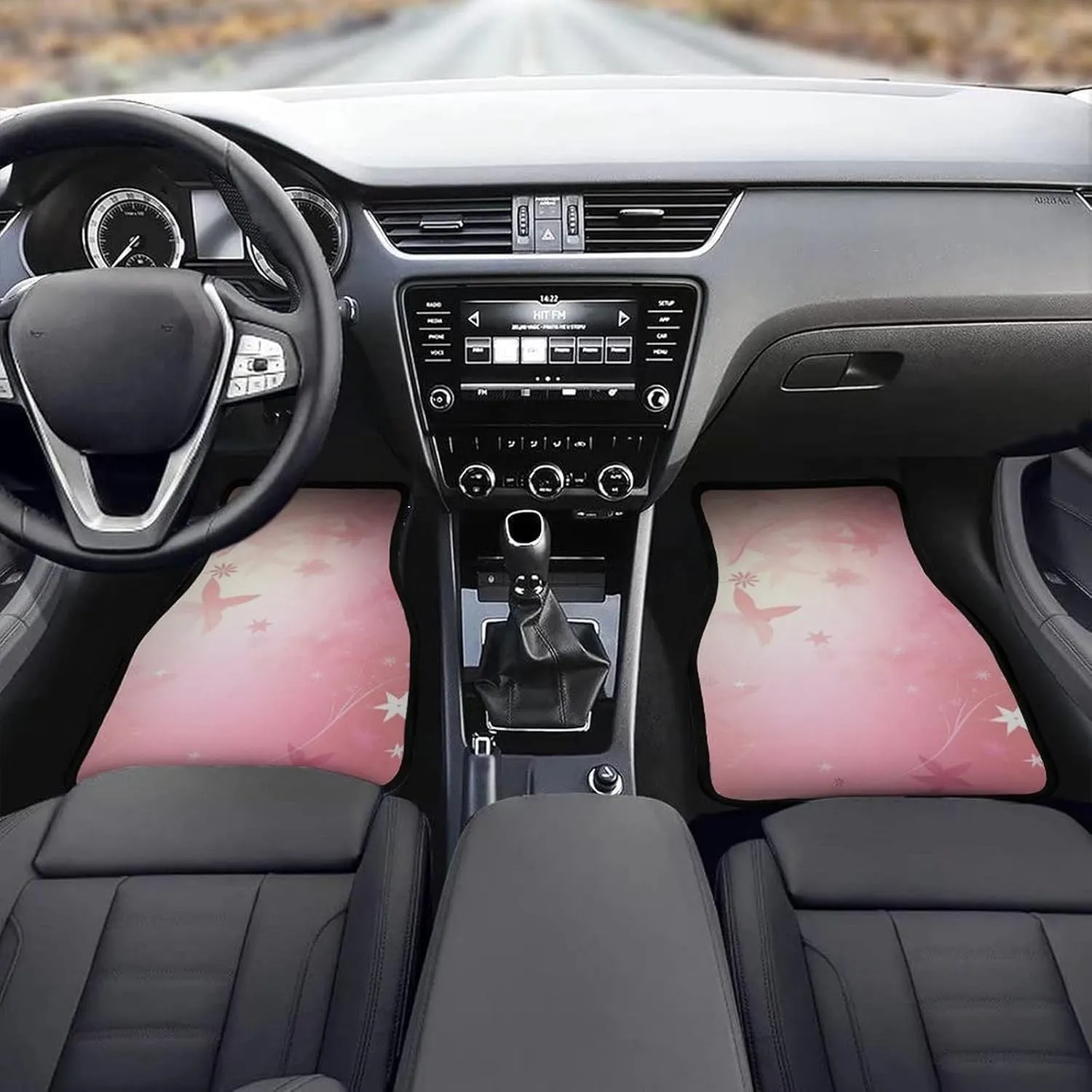 Car Floor Mats 4 Piece Universal Car Floor Mats Stars Pattern Car Mat Set Rubber Floor Mats for Cars Non-Slip Car Foot Pad Car Carpet Decor Heel Pad for Most Vehicles
