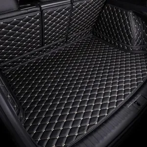 Car Leather Cargo Liners for Hyundai Tucson Hybrid N Line 2023 2024 2025, Custom Full Coverage Boot Mats All Weather Protector Non Slip Interior Accessories, Black Beige
