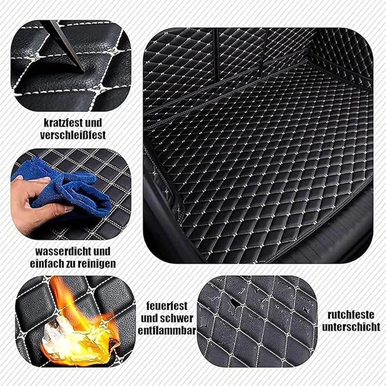 Car Leather Cargo Liners for Hyundai Tucson Hybrid N Line 2023 2024 2025, Custom Full Coverage Boot Mats All Weather Protector Non Slip Interior Accessories, Black Beige