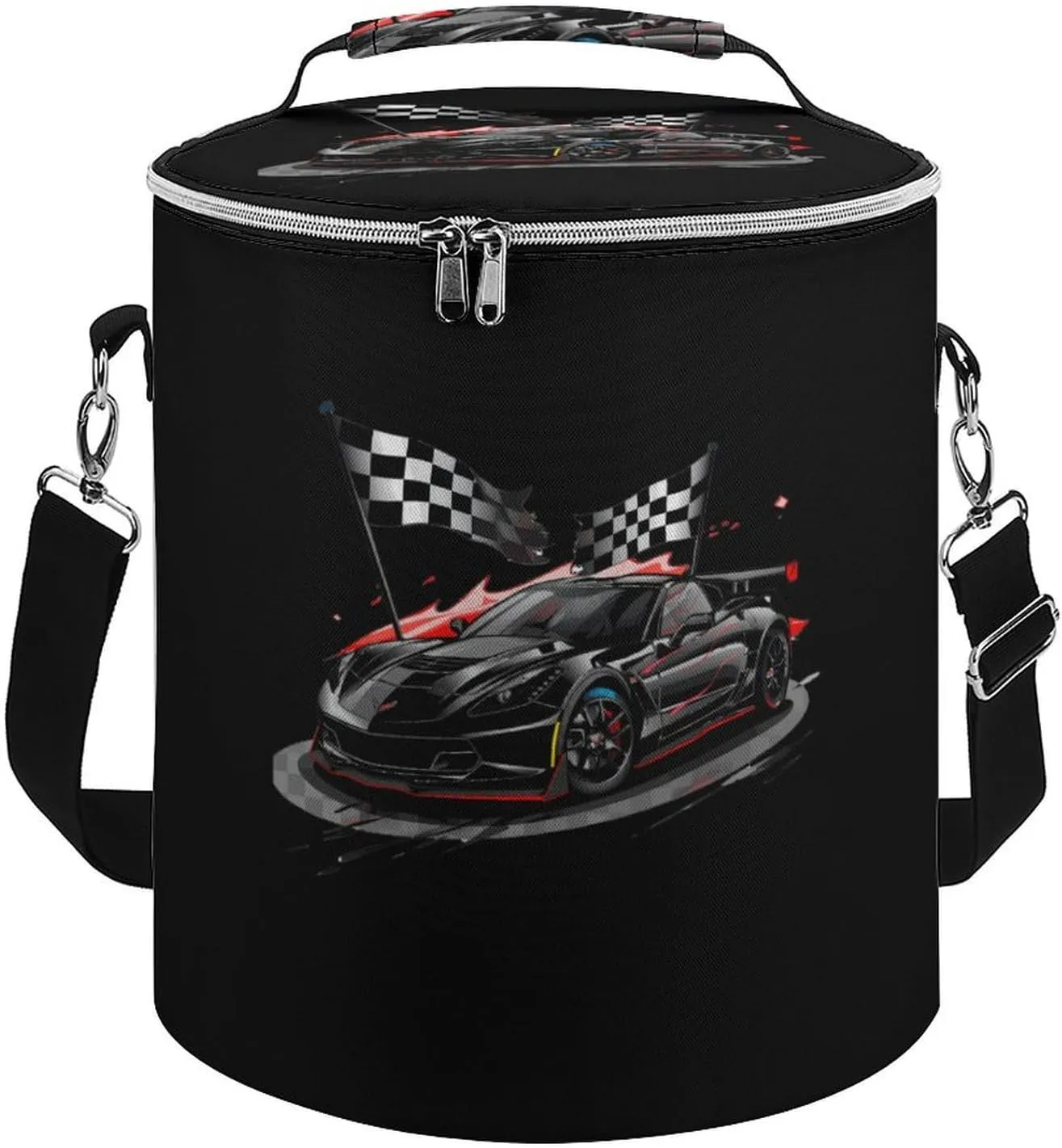 Car Racing Automobile Sport Racer Checkered Flag Insulated Lunch Bag Reusable Cooler Tote Bag for Camping Picnic Beach Work